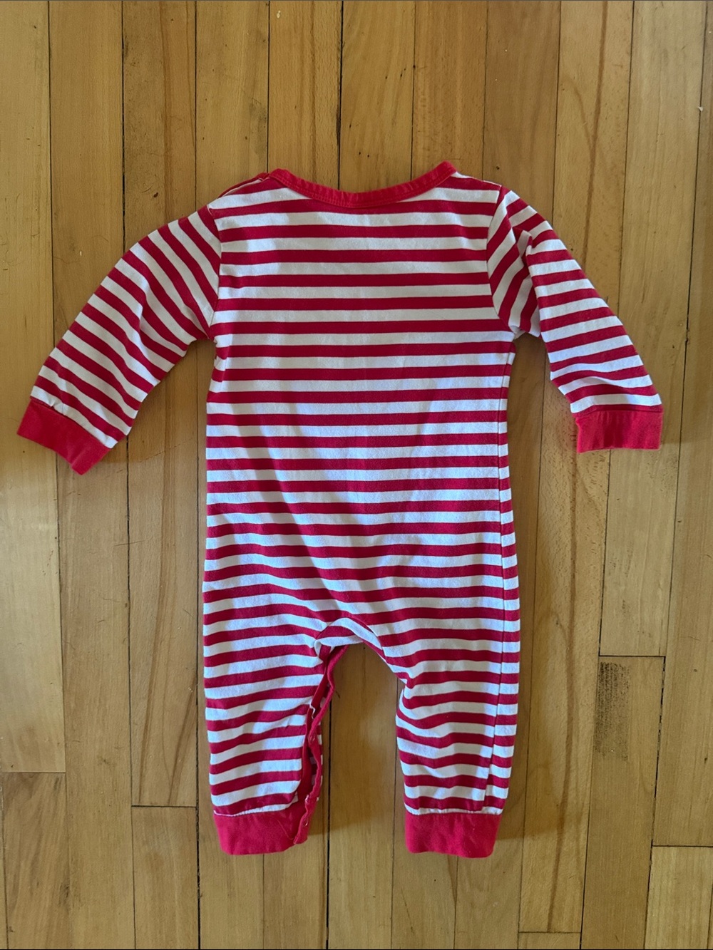 Striped Red & White Holiday Baby One-Piece Footie - Picture 3 of 3